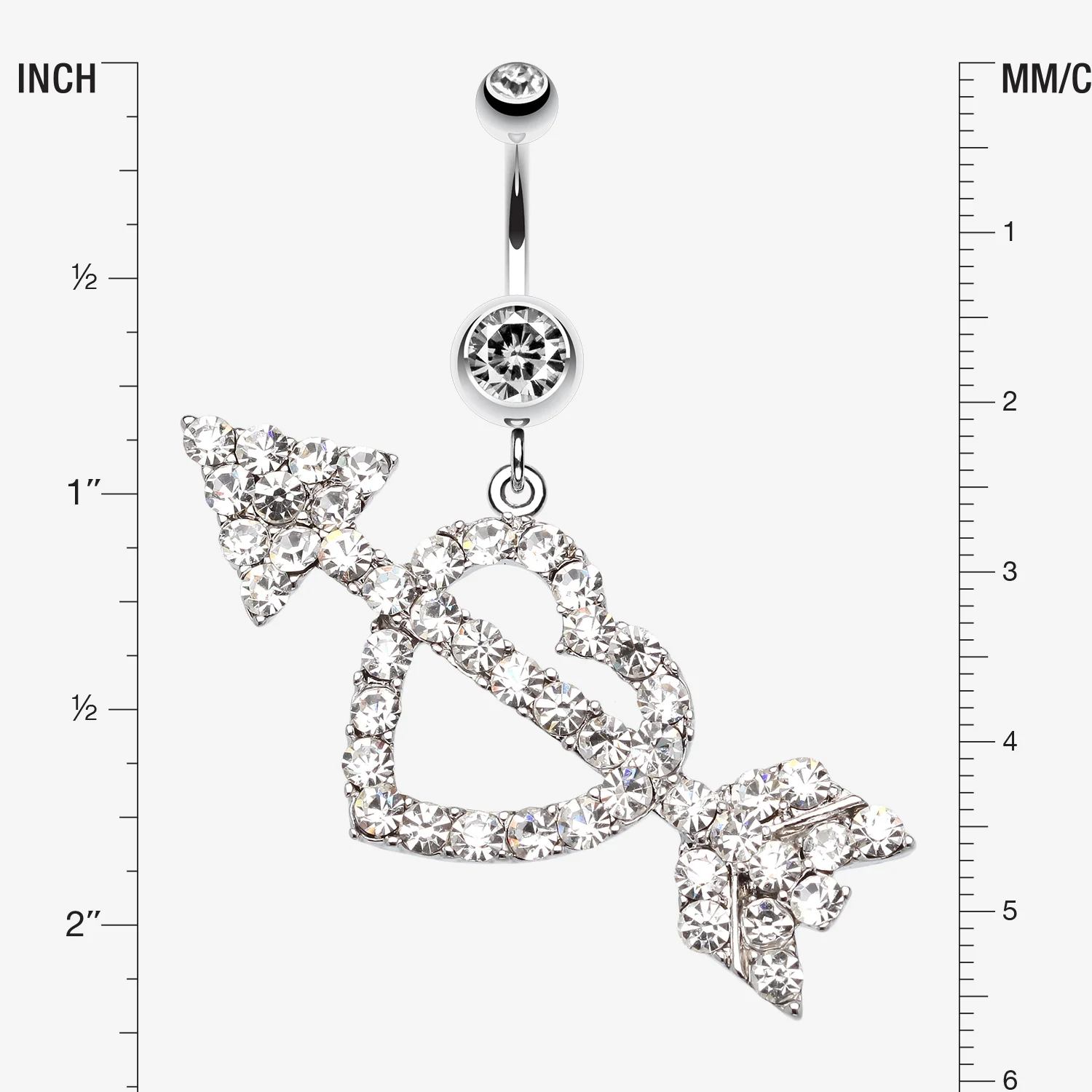 Jeweled Heart Arrow Belly Ring - Image 2
