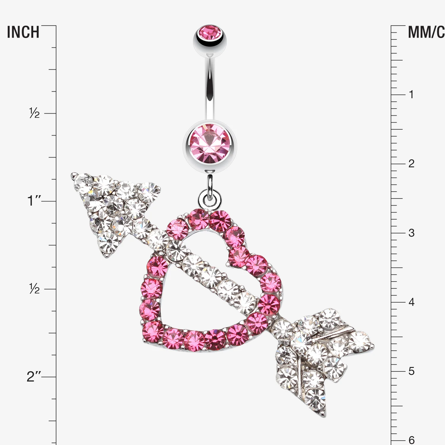 Jeweled Heart Arrow Belly Ring - Image 2