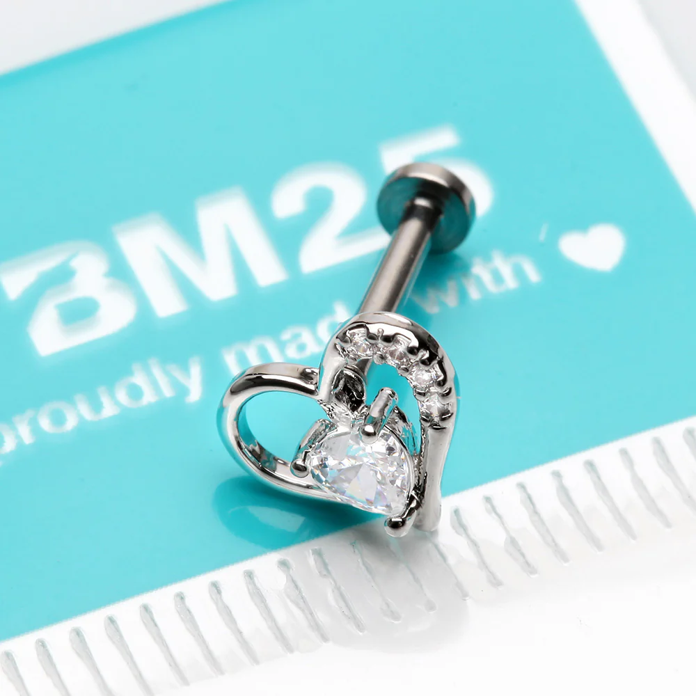 Journey Heart Solitaire Sparkle Internally Threaded Labret - Image 3