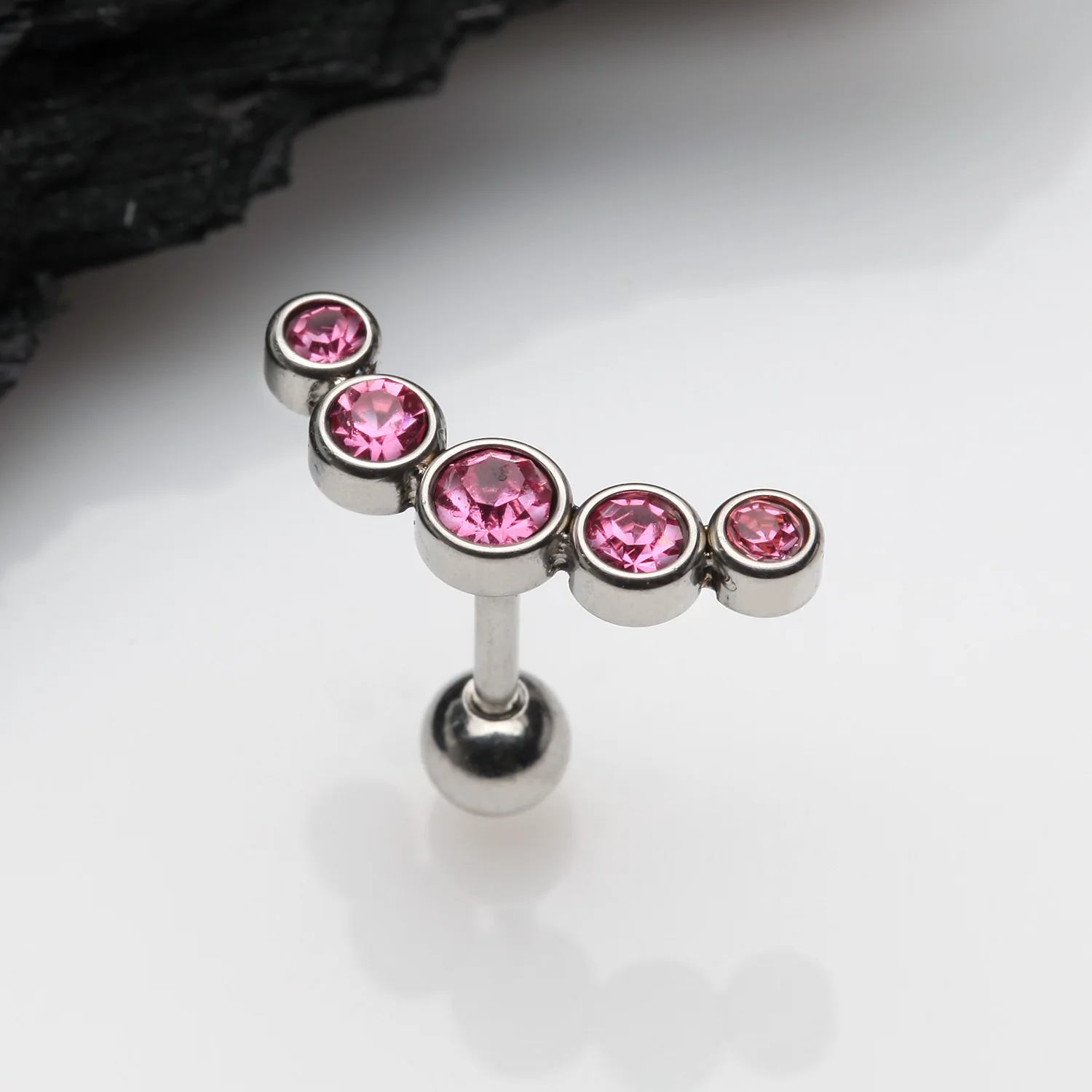 Journey Sparkle Curve Cartilage Tragus Barbell Earring - Image 2