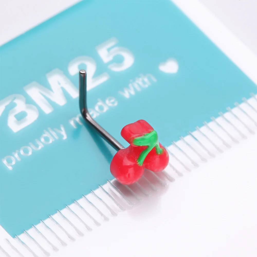 Kawaii Pop Juicy Red Cherry L-Shaped Nose Ring - Image 5