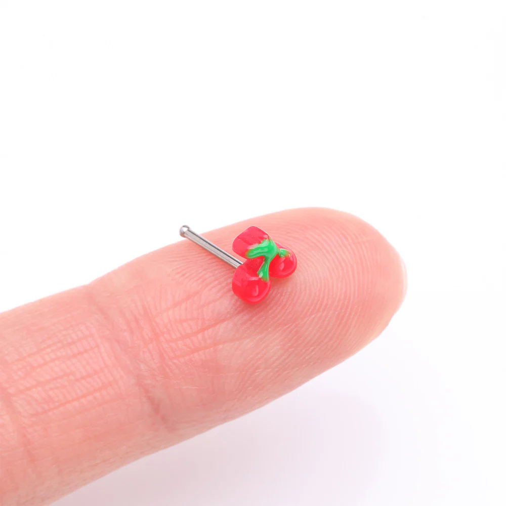Kawaii Pop Juicy Red Cherry Nose Stud Ring - Image 3