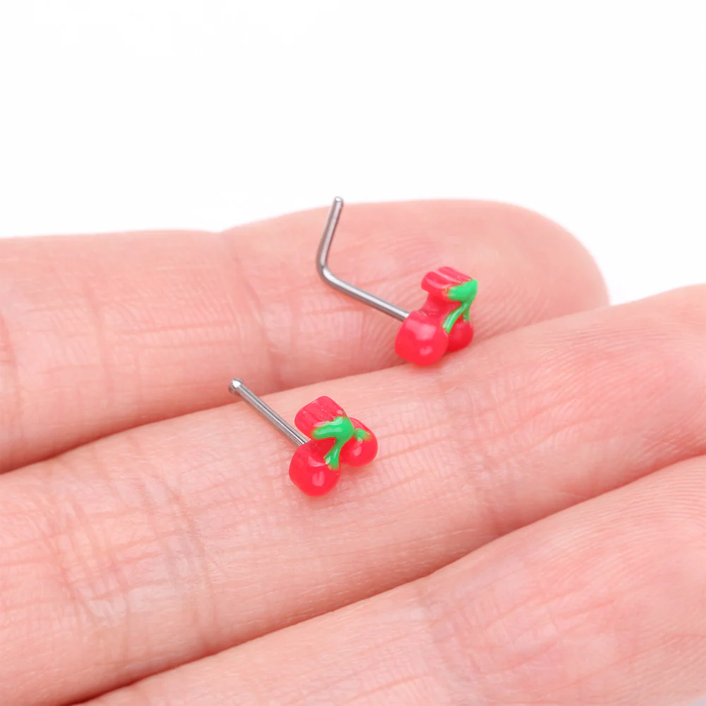 Kawaii Pop Juicy Red Cherry Nose Stud Ring - Image 4