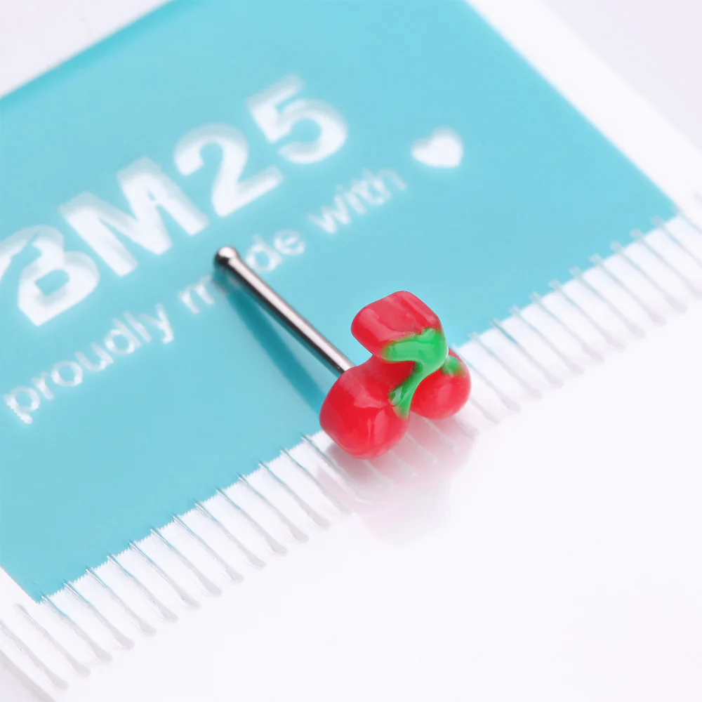 Kawaii Pop Juicy Red Cherry Nose Stud Ring - Image 5