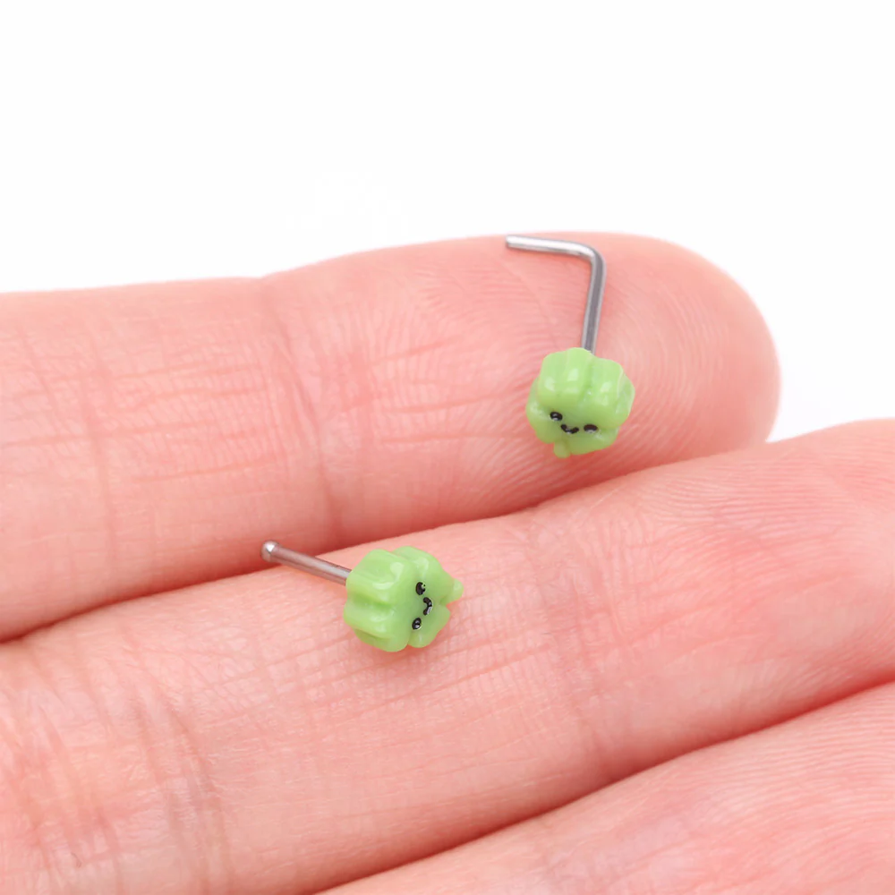 Kawaii Pop Lucky Shamrock Clover Nose Stud Ring - Image 4