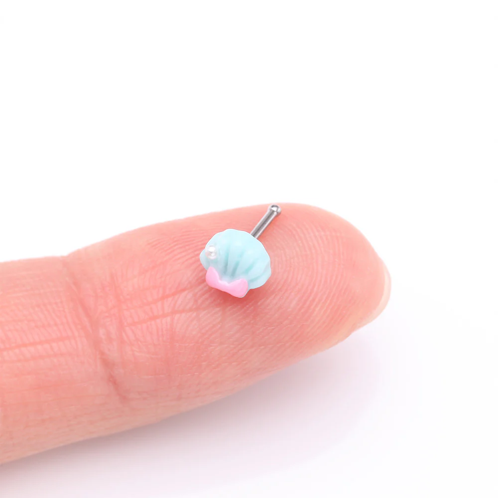 Kawaii Pop Pastel Ariel's Shell with Bow-Tie Nose Stud Ring - Image 3