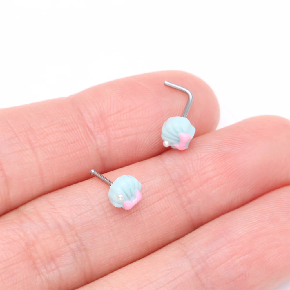 Kawaii Pop Pastel Ariel's Shell with Bow-Tie Nose Stud Ring - Image 4