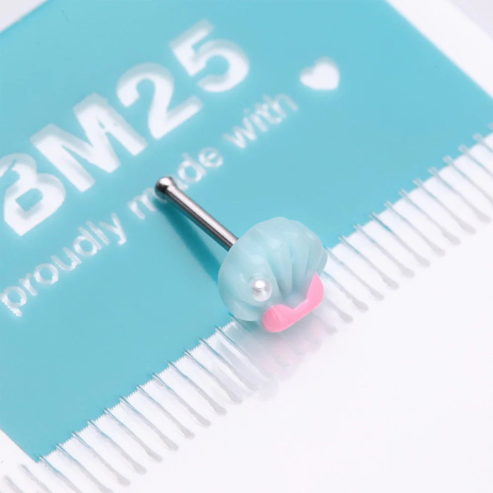 Kawaii Pop Pastel Ariel's Shell with Bow-Tie Nose Stud Ring - Image 5