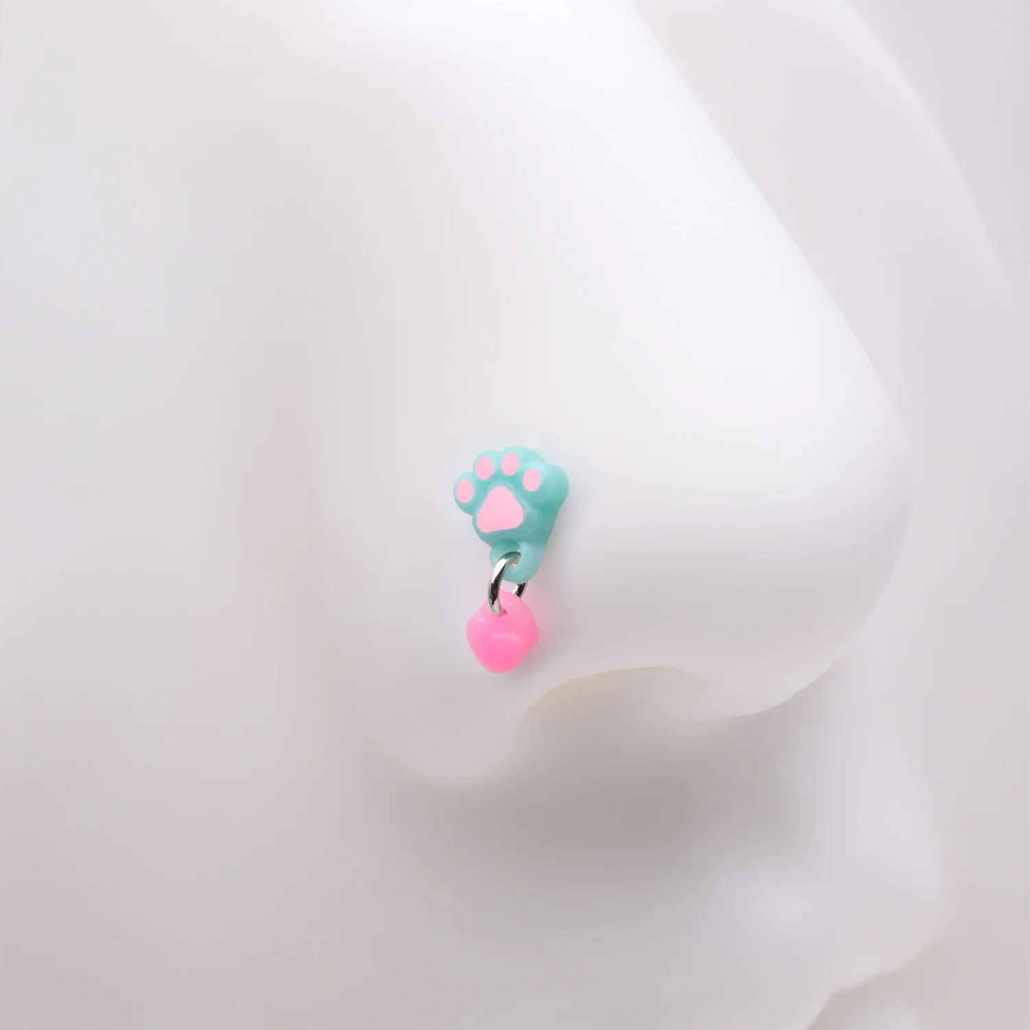 Kawaii Pop Paw Heart Dangle L-Shaped Nose Ring - Image 2