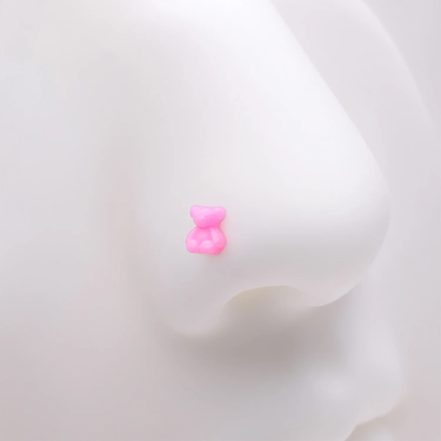 Kawaii Pop Pink Teddy Bear L-Shaped Nose Ring - Image 2