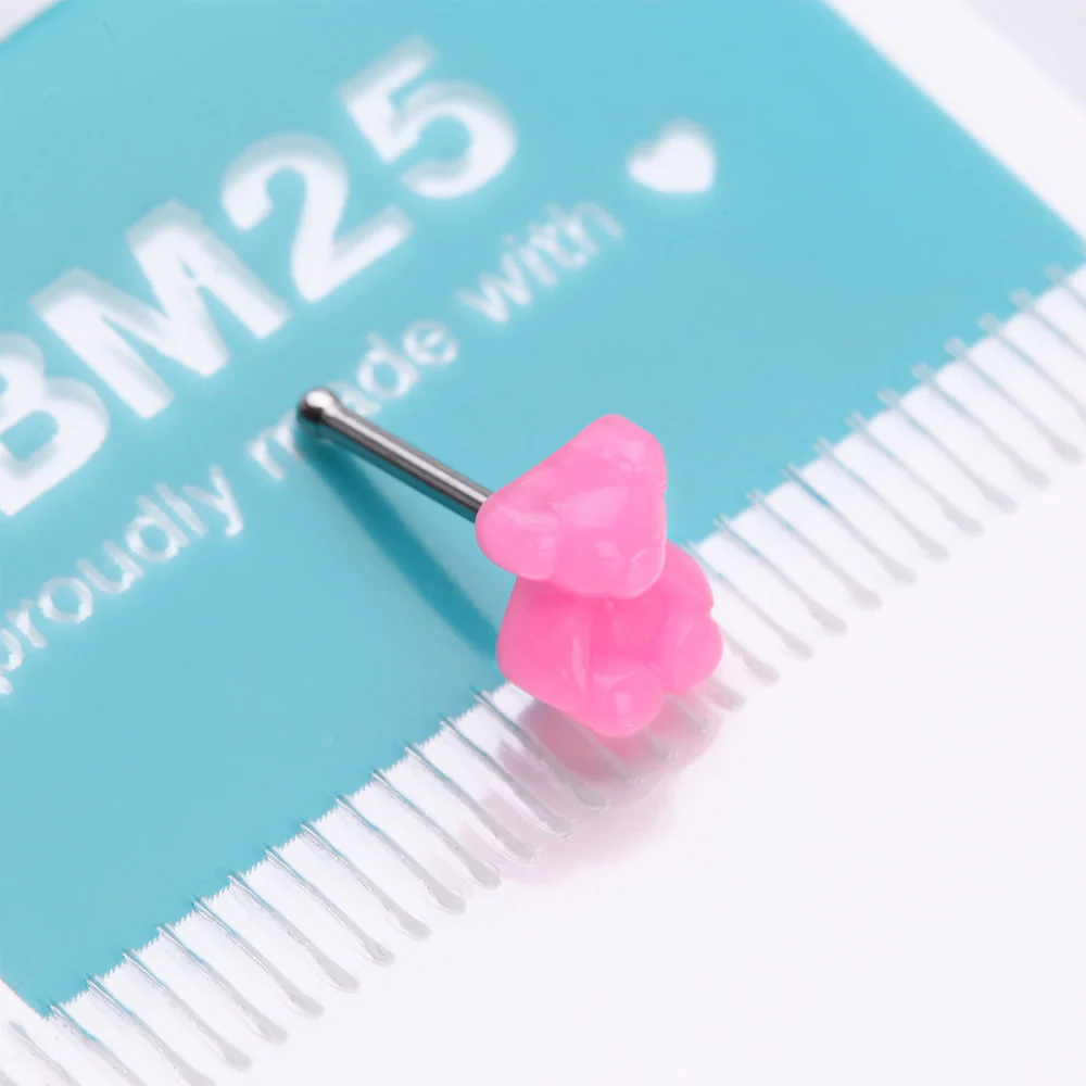 Kawaii Pop Pink Teddy Bear Nose Stud Ring - Image 5