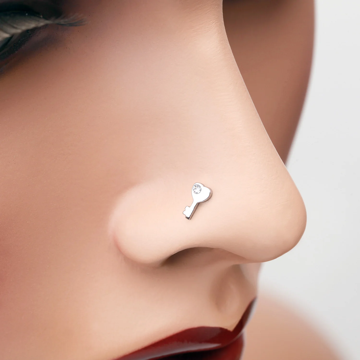 Key to My Heart Sparkle L-Shaped Nose Ring - Image 2