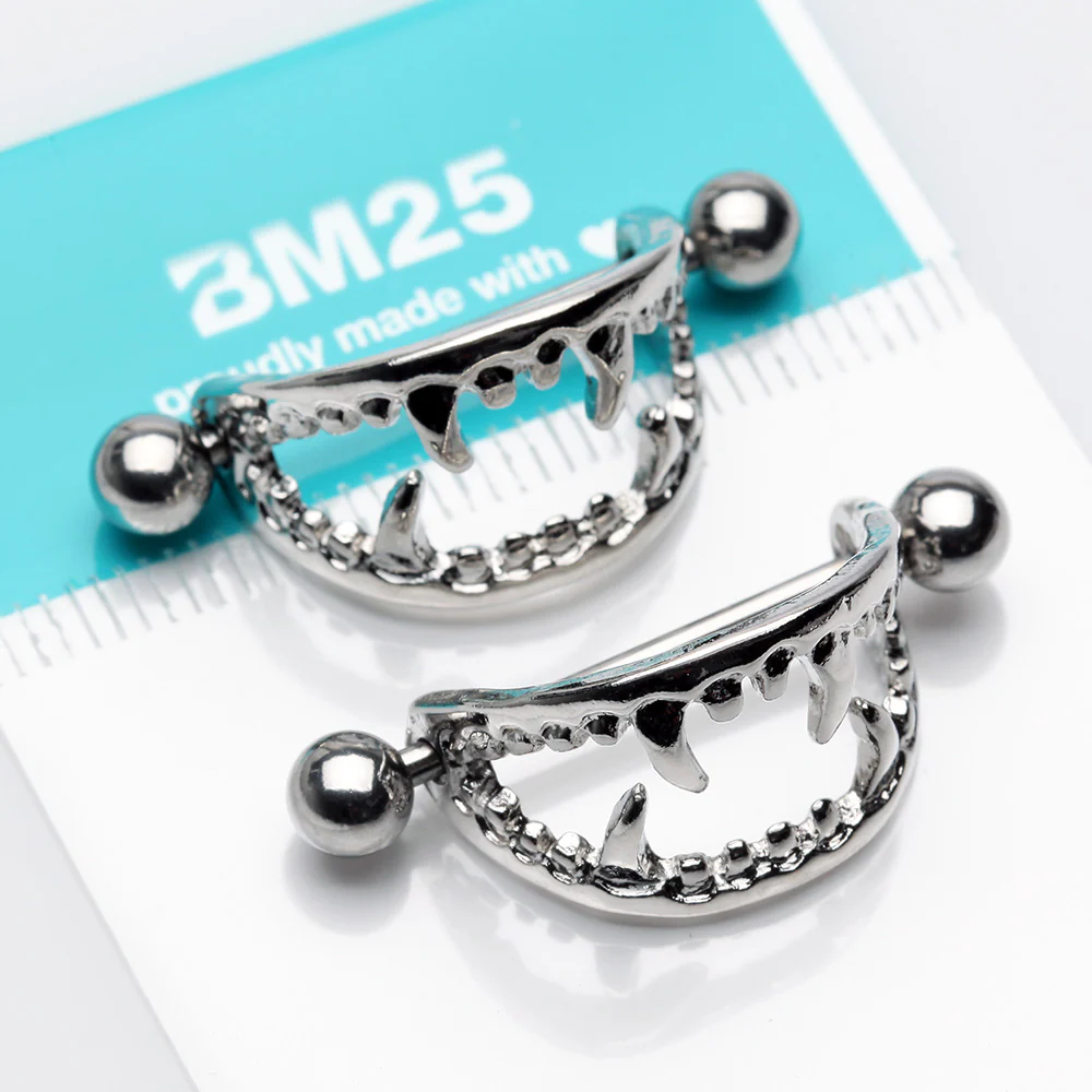 A Pair of Vicious Vampire Fang Nipple Shield Ring (Large) - Image 5