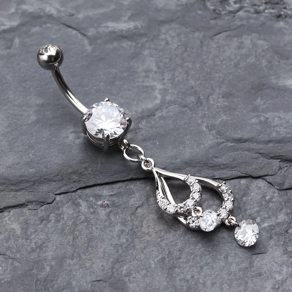 Layered Teardrop Sparkle Belly Ring - Image 3