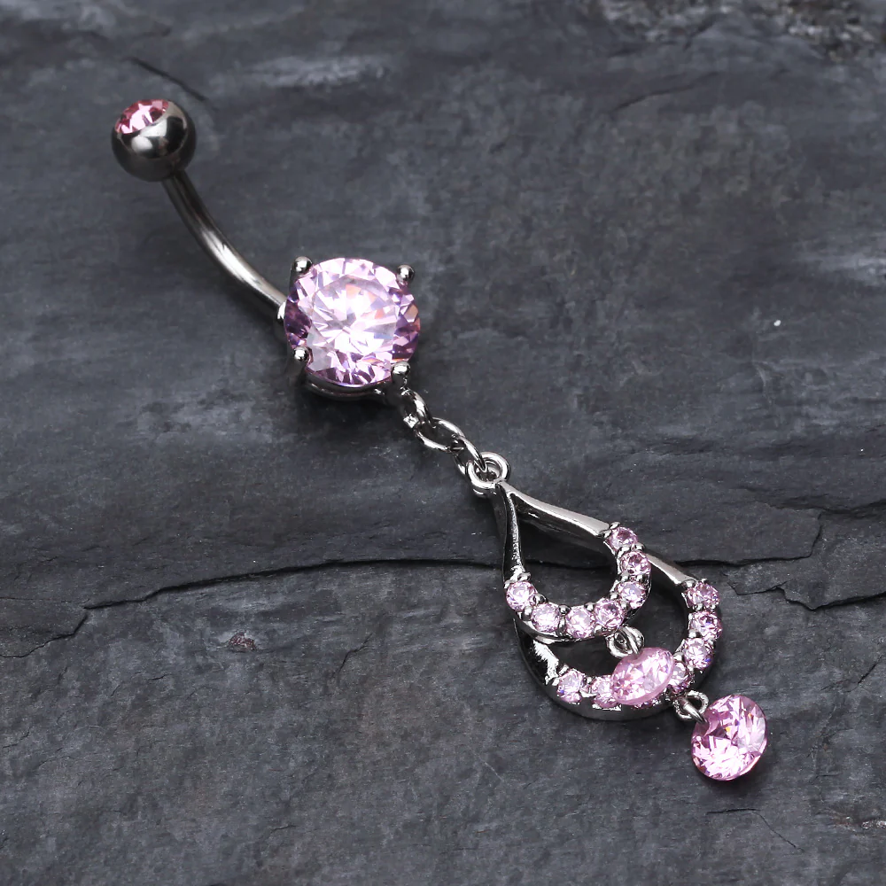 Layered Teardrop Sparkle Belly Ring - Image 3