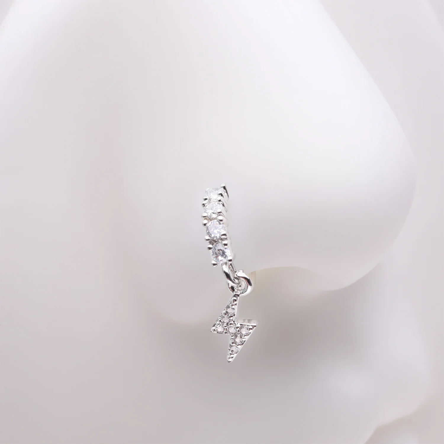 Lightning Bolt Sparkle Dangle Multi-Gem Lined Bendable Hoop Ring - Image 2