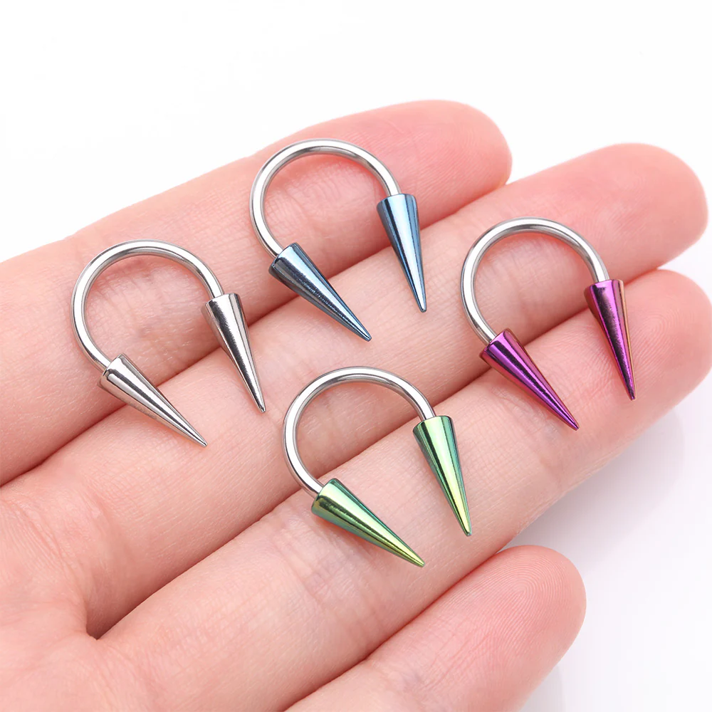 Long Spikes Steel Horseshoe Circular Barbell - Image 4
