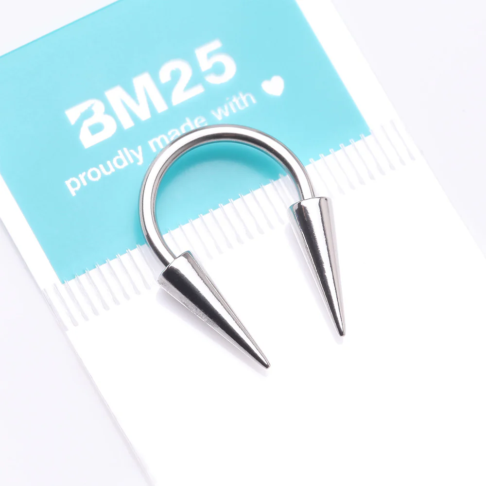 Long Spikes Steel Horseshoe Circular Barbell - Image 5