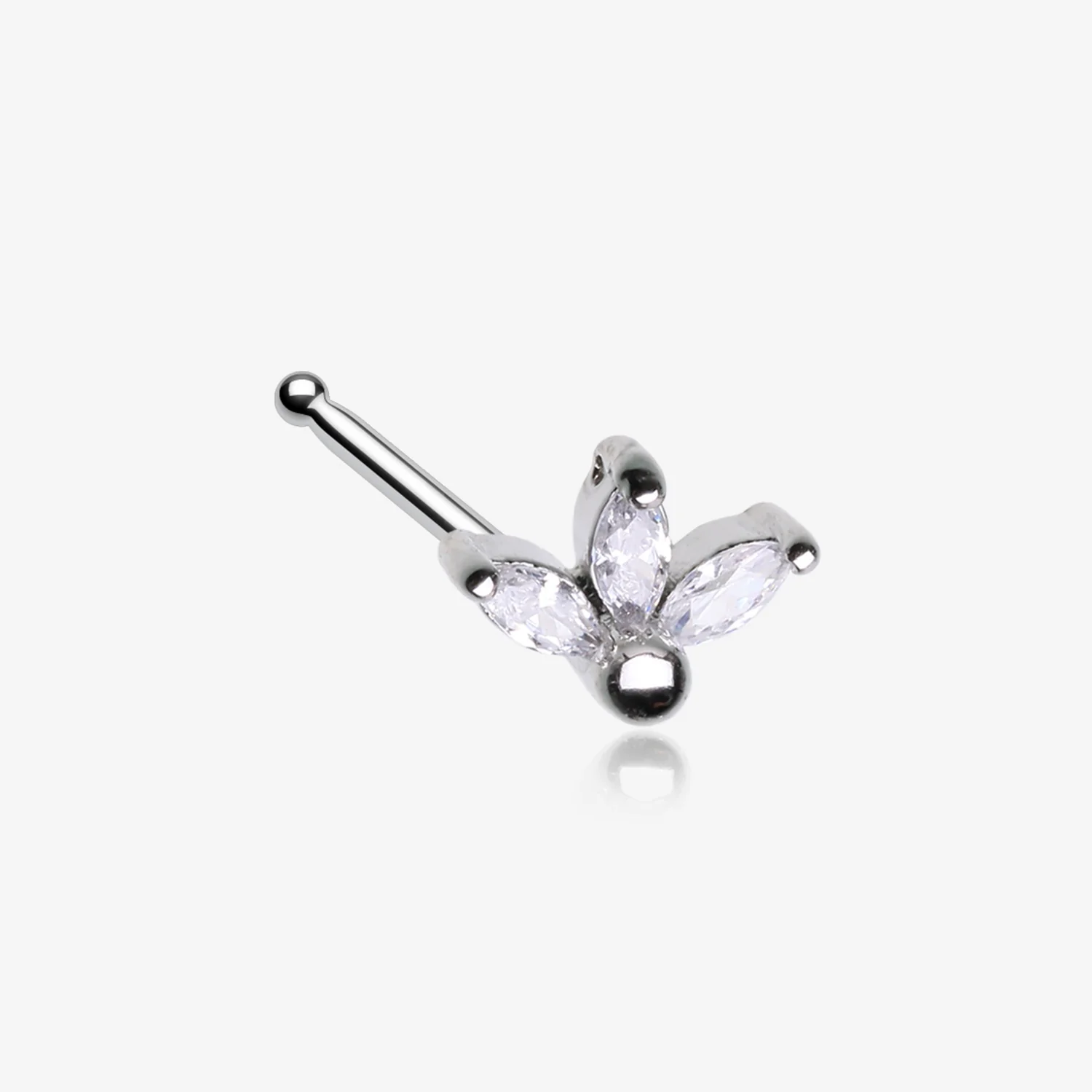 Lotus Marquise Flower Sparkle Multi-Gem Nose Stud Ring
