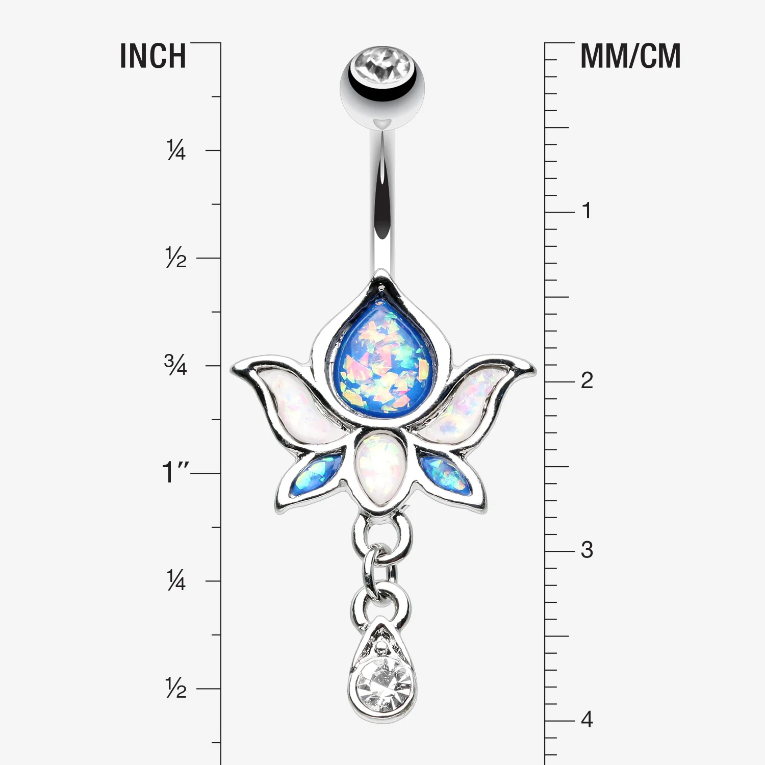 Lotus Zen Opalescent Sparkle Belly Button Ring - Image 2