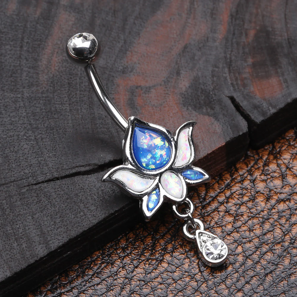 Lotus Zen Opalescent Sparkle Belly Button Ring - Image 3