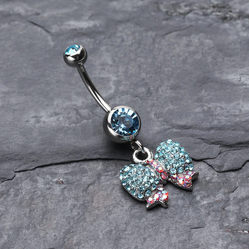Lovely Sparkle Bow-Tie Belly Button Ring - Image 3
