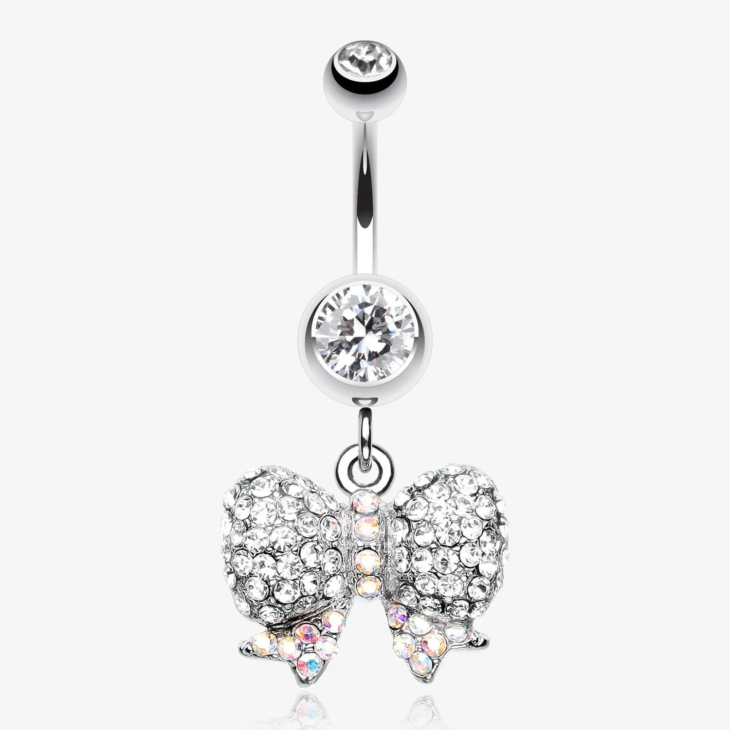 Lovely Sparkle Bow-Tie Belly Button Ring