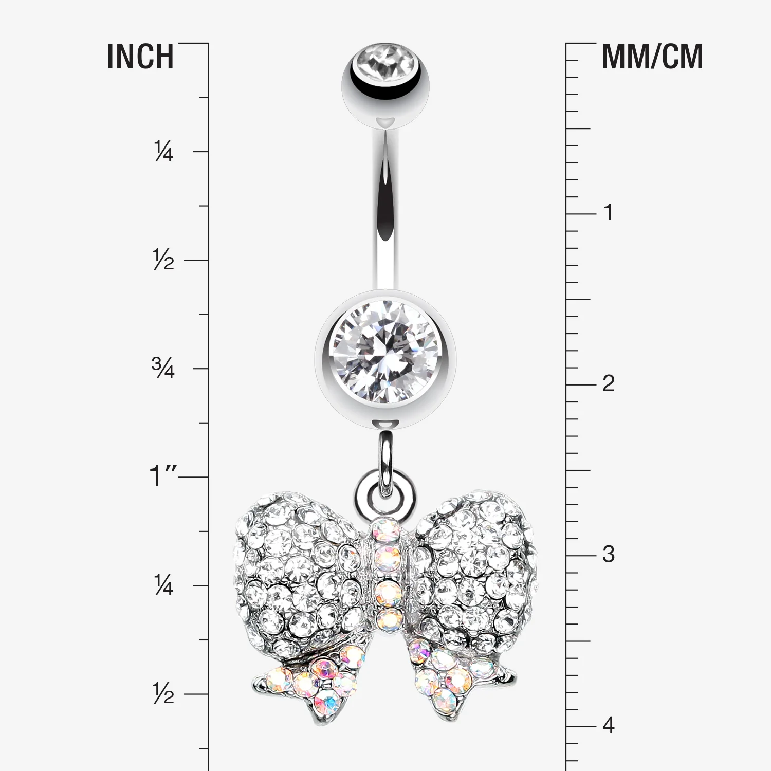 Lovely Sparkle Bow-Tie Belly Button Ring - Image 2
