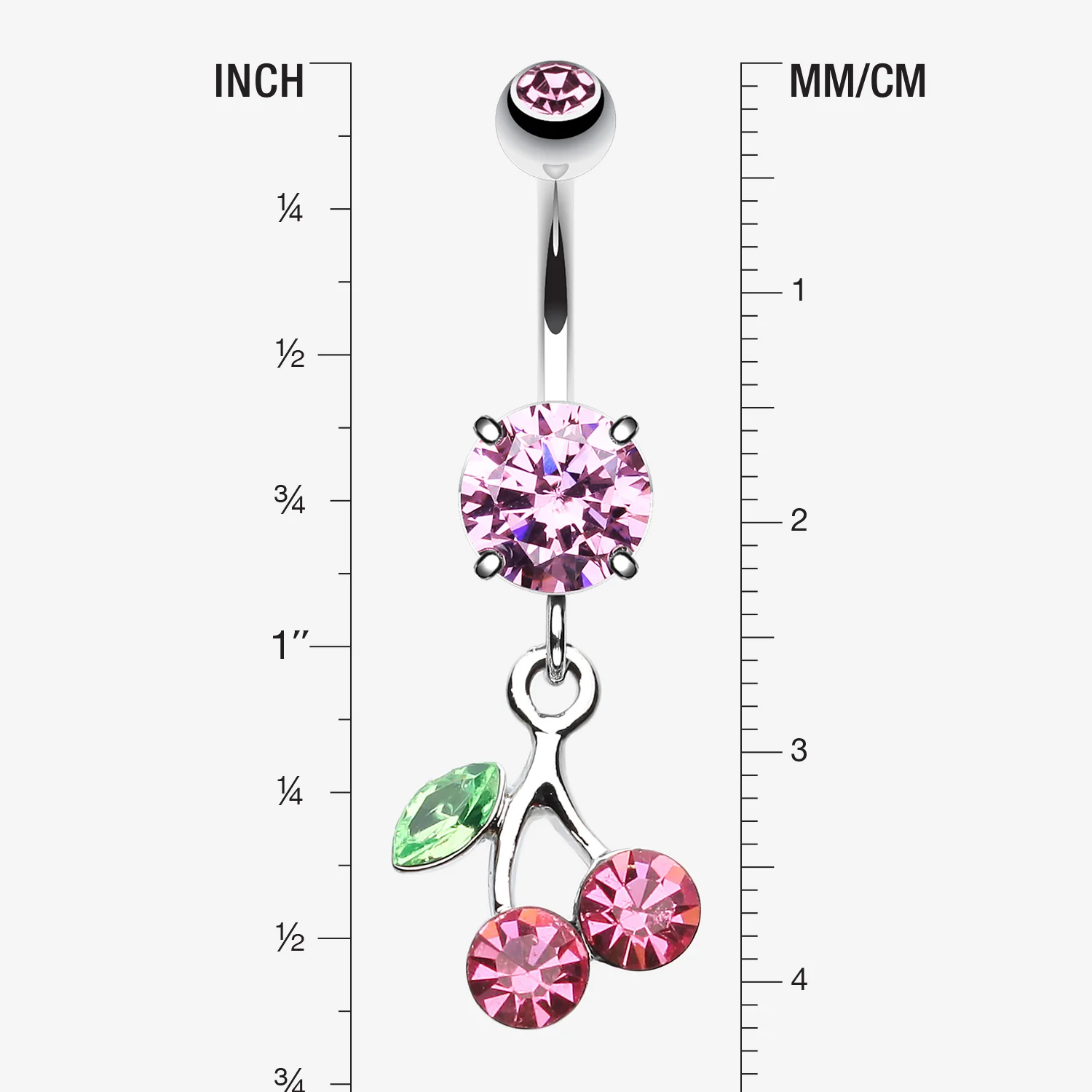 Lucky Cherry Sparkle Belly Button Ring - Image 2
