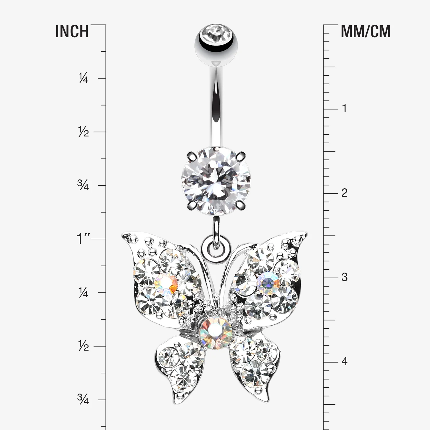 Luminous Butterfly Glam Belly Button Ring - Image 2