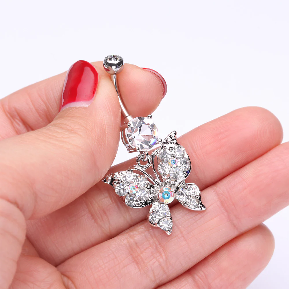 Luminous Butterfly Glam Belly Button Ring - Image 4