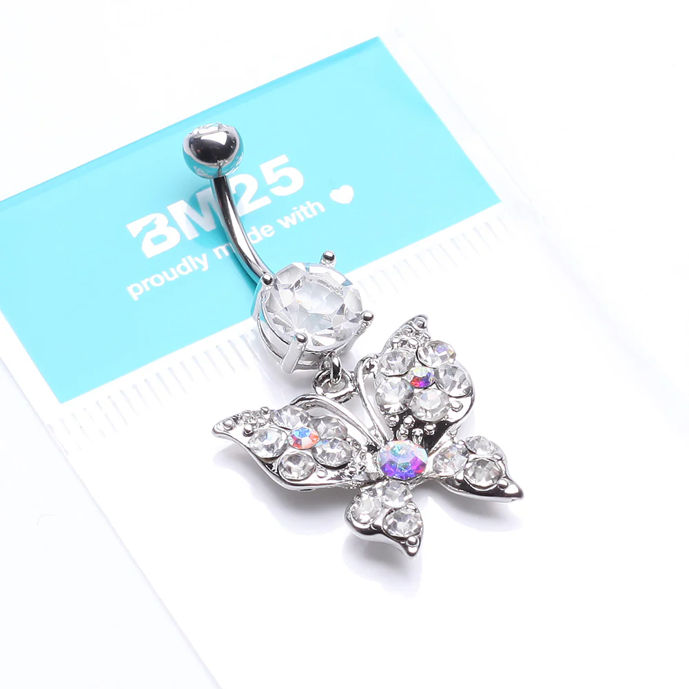 Luminous Butterfly Glam Belly Button Ring - Image 5