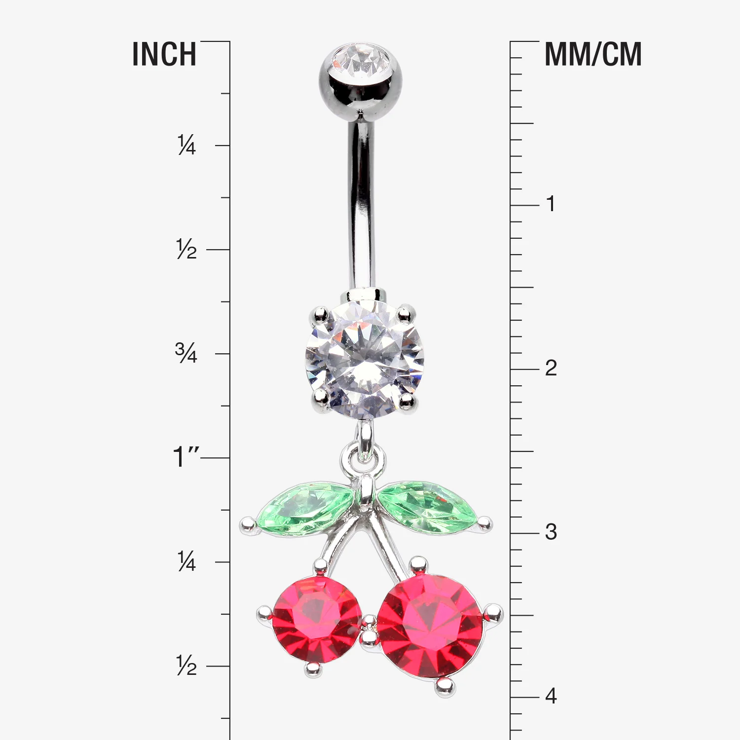 Luscious Cherry Sparkle Belly Button Ring - Image 2