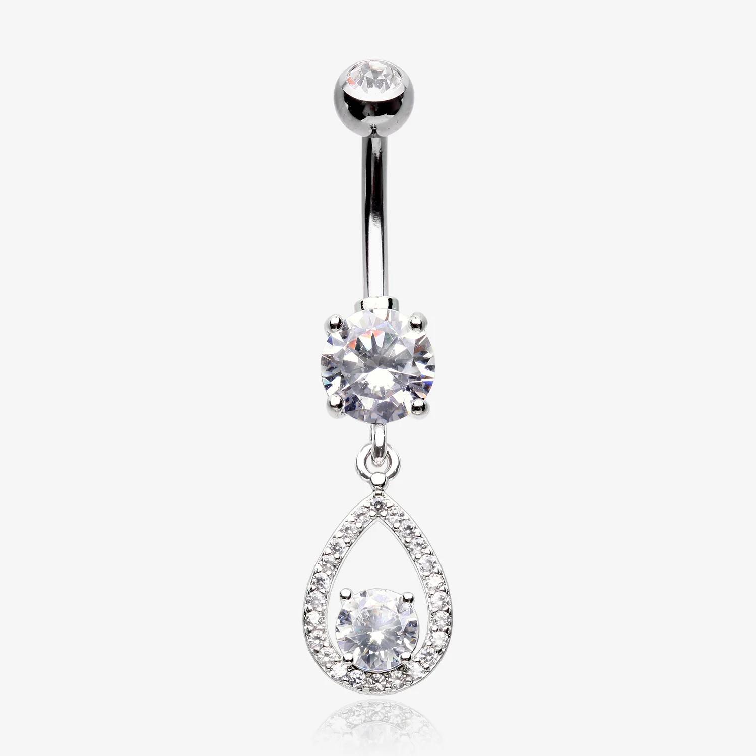Luscious Teardrop Multi-Gem Sparkle Belly Button Ring