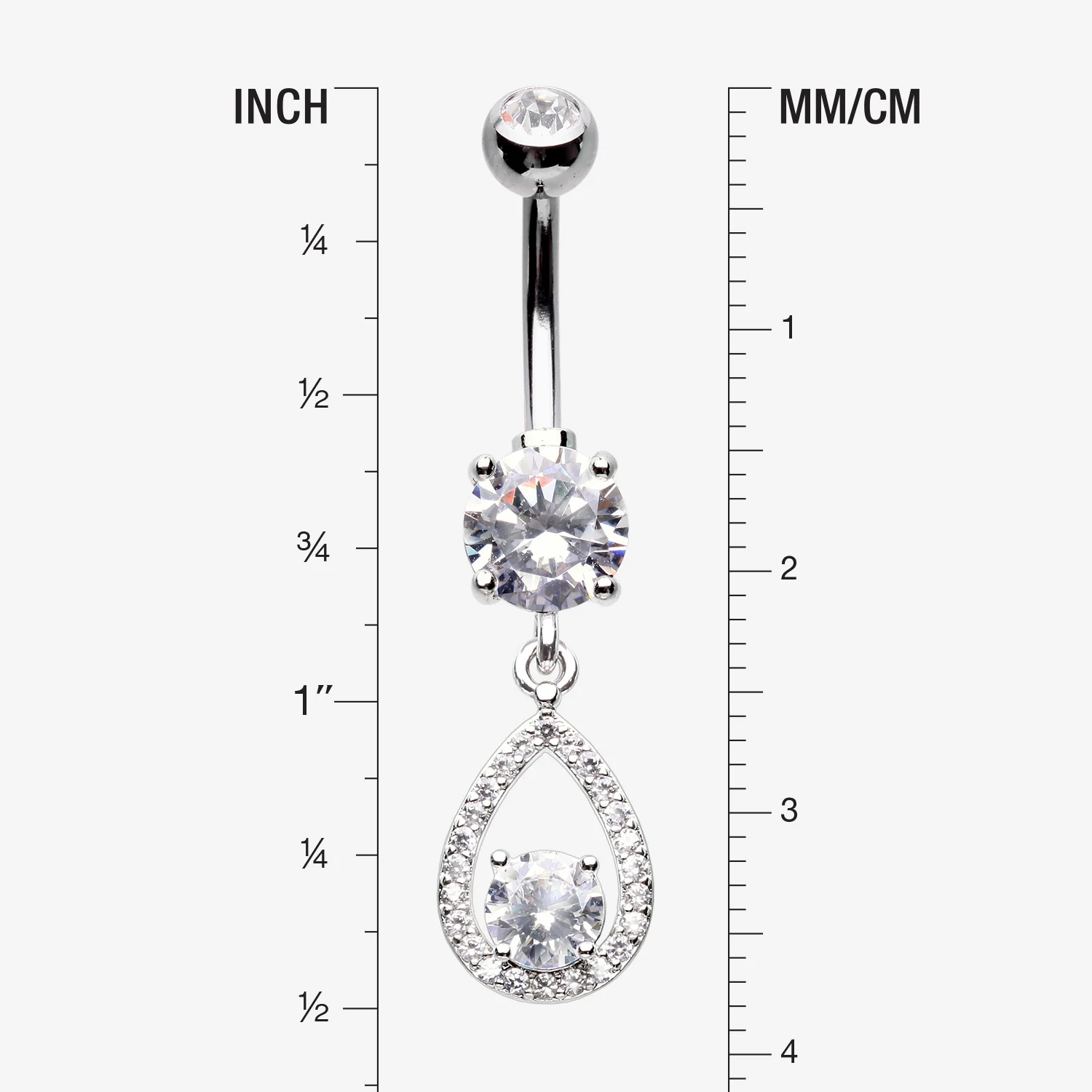 Luscious Teardrop Multi-Gem Sparkle Belly Button Ring - Image 2