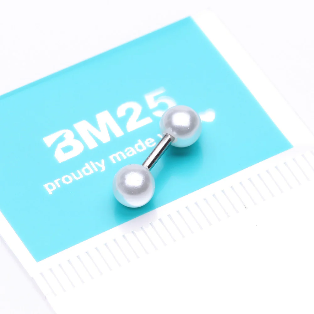 Luster Pearlescent Ball Steel Cartilage Tragus Barbell - Image 3