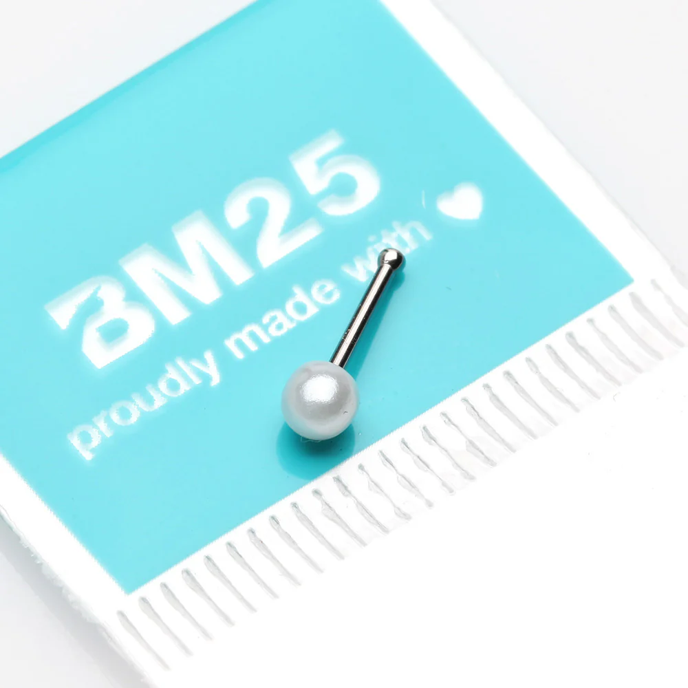 Luster Pearlescent Ball Steel Nose Stud Ring - Image 3