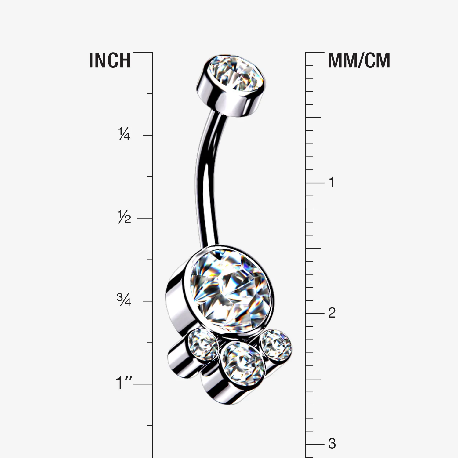 Majestic Sparkle Bali Internally Threaded Belly Button Ring - Image 2