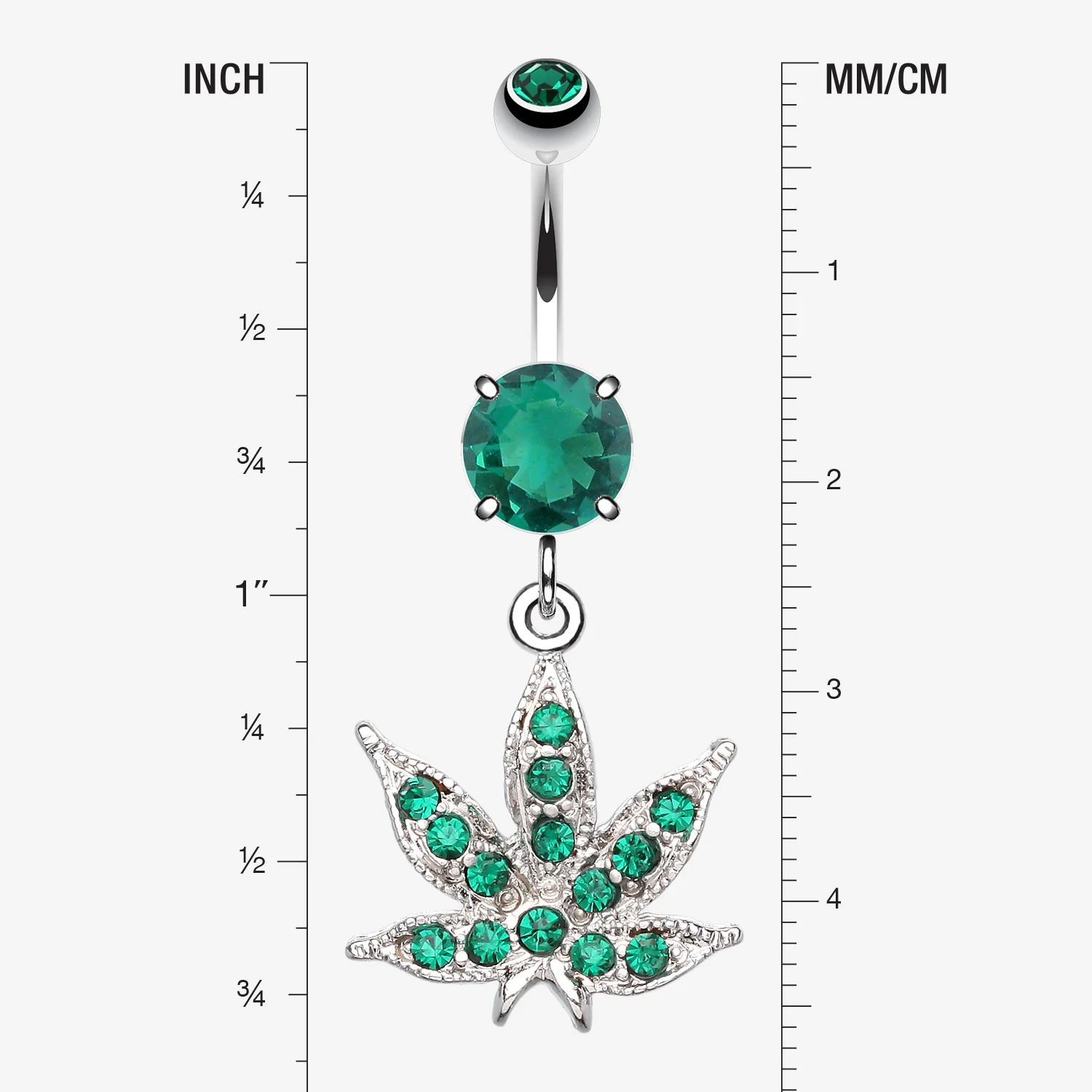 Marijuana Leaf Sparkle Belly Button Ring - Image 2