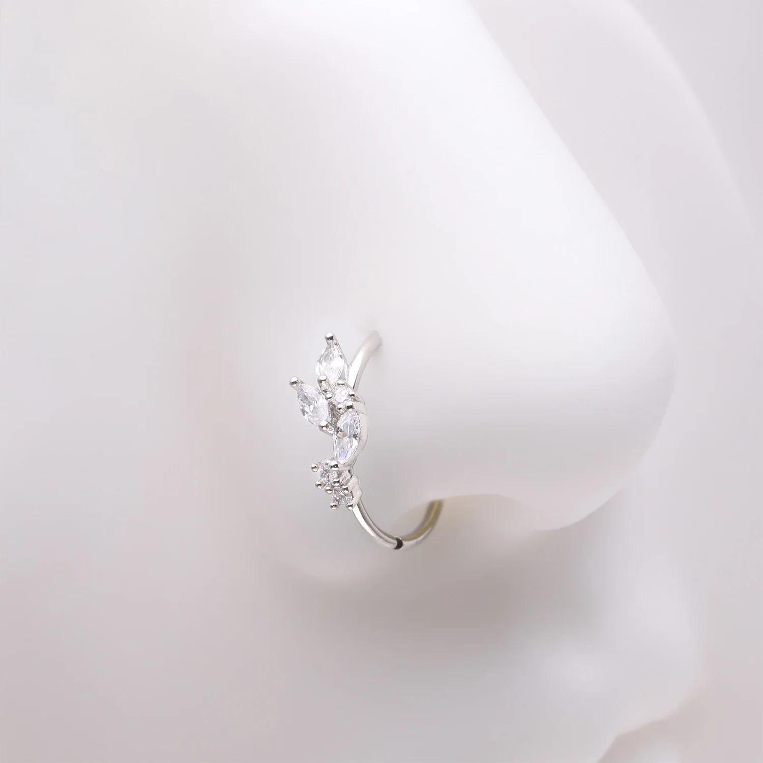 Marquise Sparkle Leaflet Vine Multi-Gem Bendable Hoop Ring - Image 2