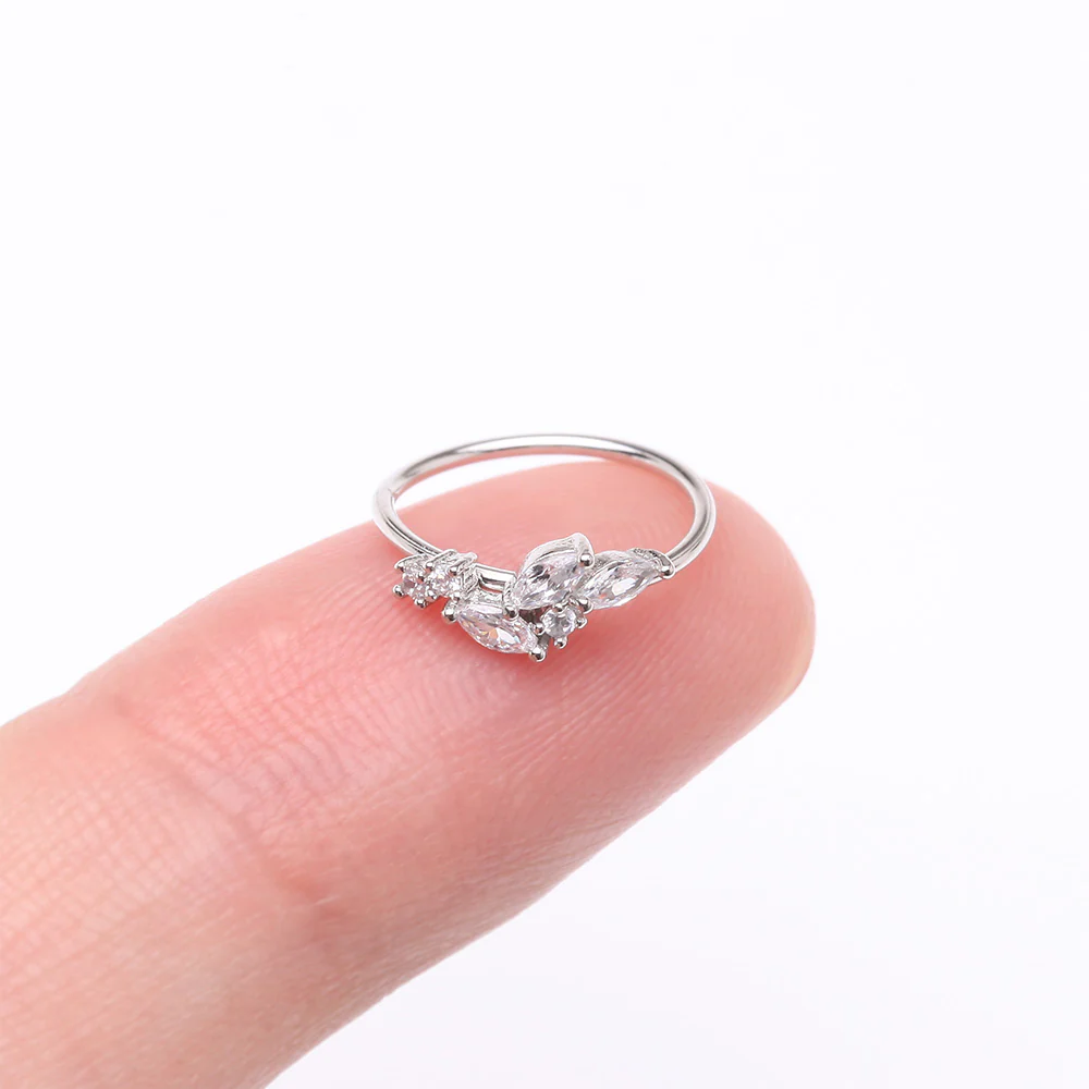 Marquise Sparkle Leaflet Vine Multi-Gem Bendable Hoop Ring - Image 3
