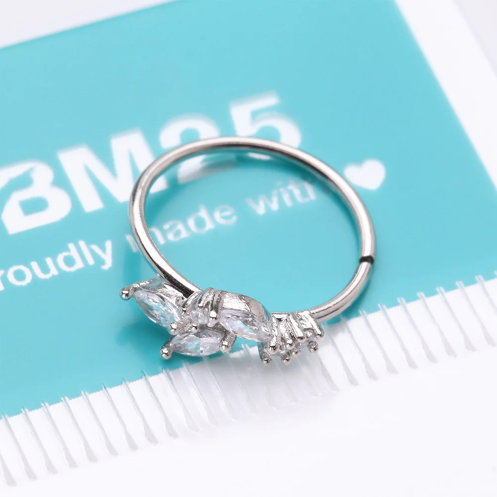 Marquise Sparkle Leaflet Vine Multi-Gem Bendable Hoop Ring - Image 5
