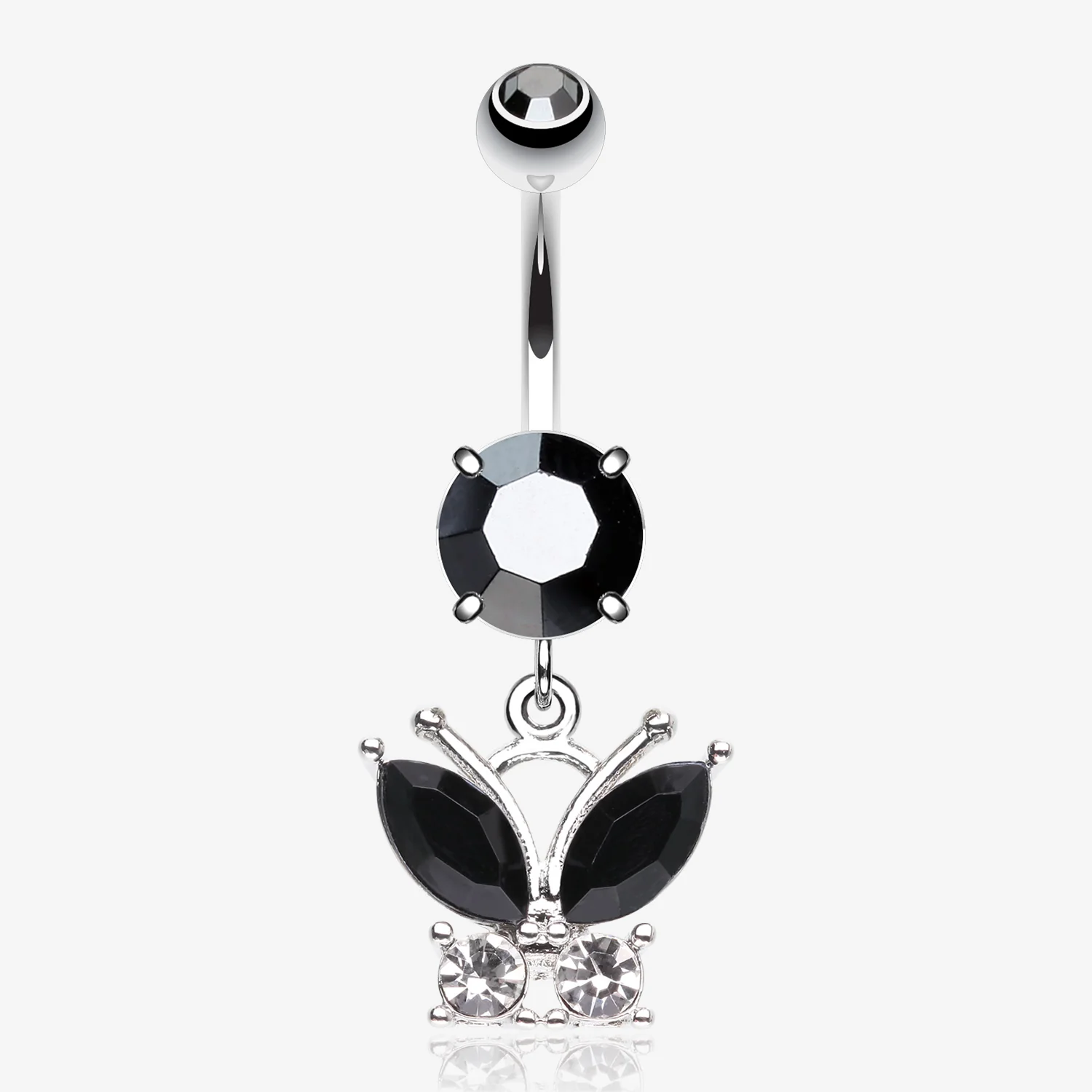 Midnight Butterfly Sparkle Dangle Belly Button Ring