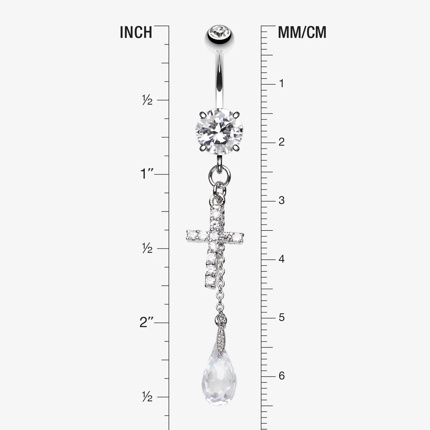 Mini Cross Shimmer Belly Ring - Image 2