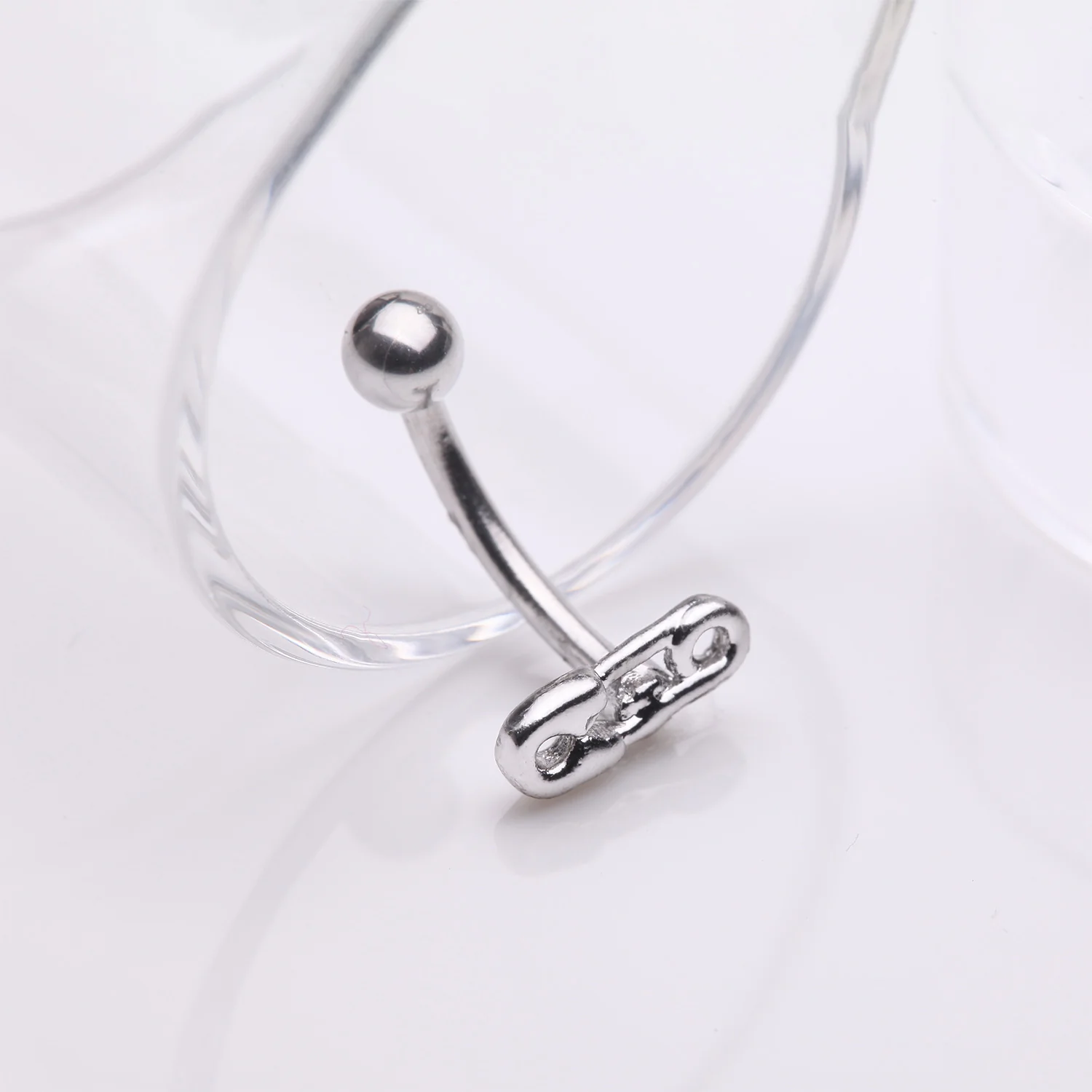 Mini Safety Pin Decor Curved Barbell - Image 2