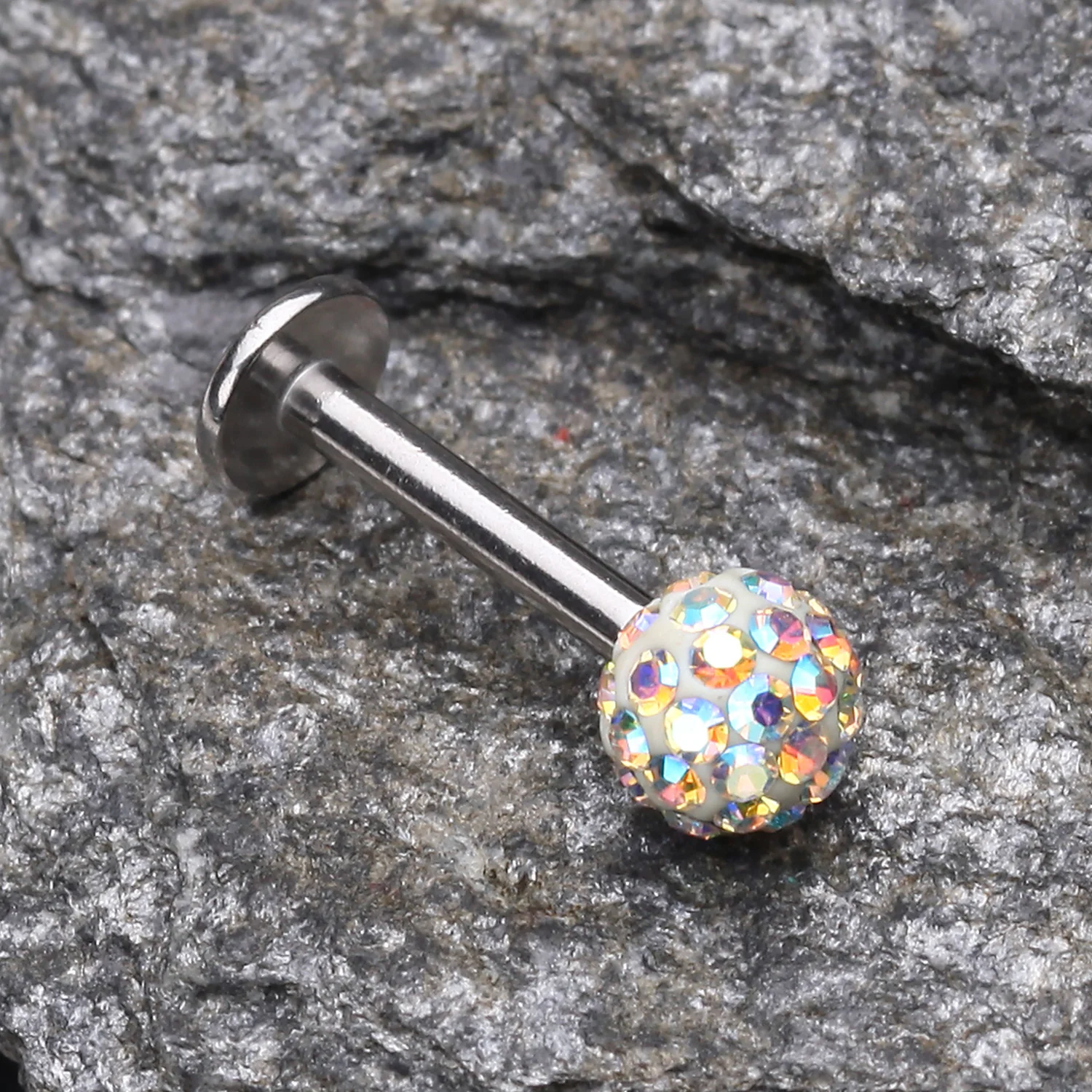 Multi-Gem Sparkle Ball Steel Labret - Image 2