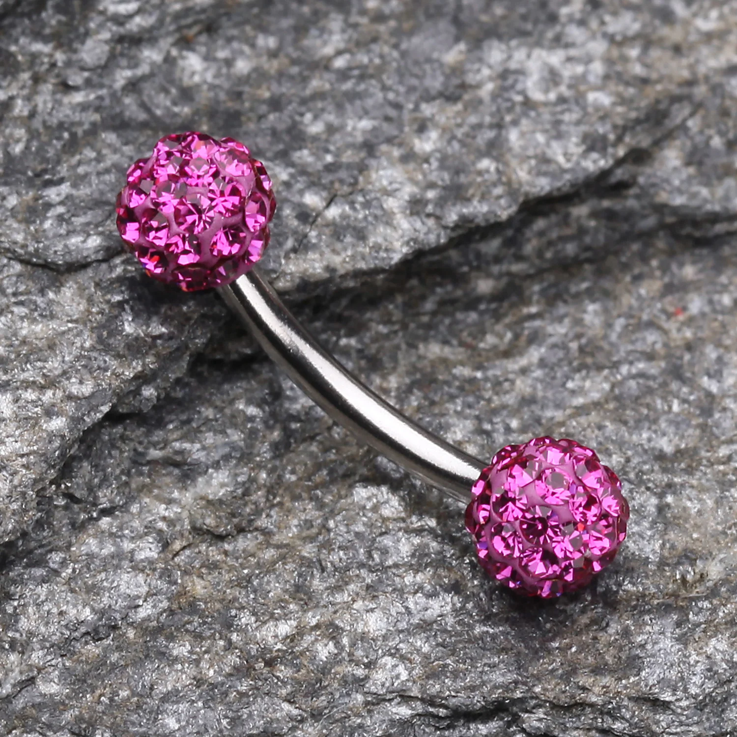 Multi-Gem Sparkle Curved Barbell Eyebrow Ring - Image 2