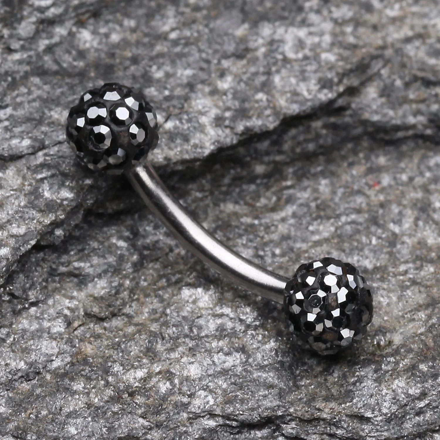 Multi-Gem Sparkle Curved Barbell Eyebrow Ring - Image 2