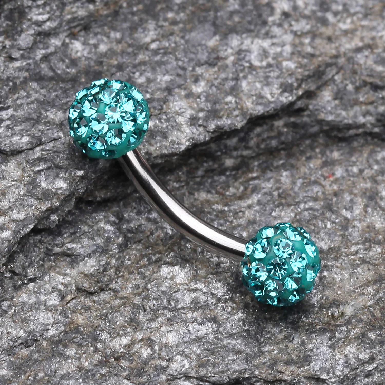 Multi-Gem Sparkle Curved Barbell Eyebrow Ring - Image 2