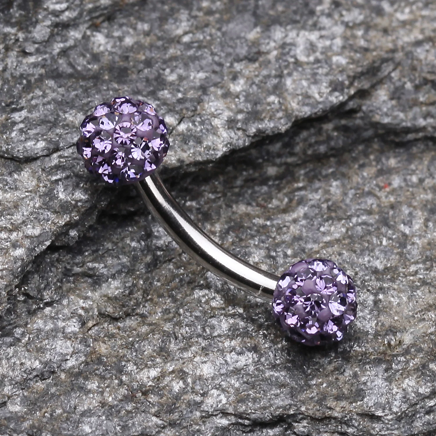 Multi-Gem Sparkle Curved Barbell Eyebrow Ring - Image 2
